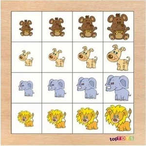 Küçükten Büyüğe - Büyükten Küçüğe Sıralama - Hayvanlar Ahşap Puzzle CS-7013