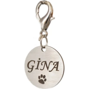 Metal Kedi Köpek Isimlik Yuvarlak Paslanmaz Çelik Kedi Isimlik