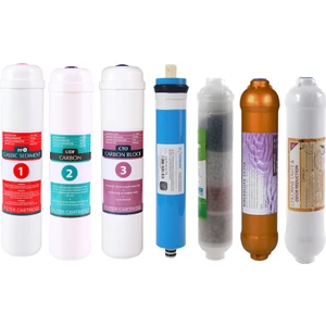 Kapalı Kasa Su Arıtma Cihazı Filtresi - Inline 7 Aşamalı Su Arıtma Filtre Seti -4'lü- Gold