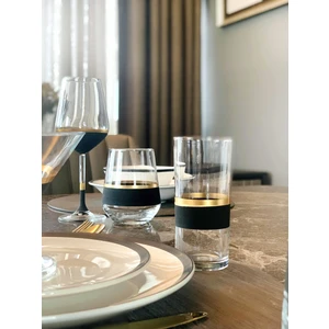 The Mia Glow Rakı Kadehi 6'lı Set- Siyah & Gold