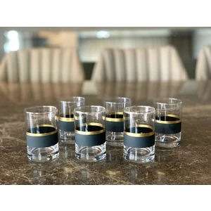 The Mia Glow Kahve Yanı Su Bardağı 6'lı Set- Siyah & Gold