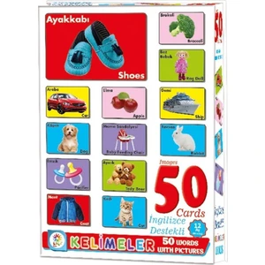 Türkçe-İngilizce Eğitici Kartlar 50 Kelime