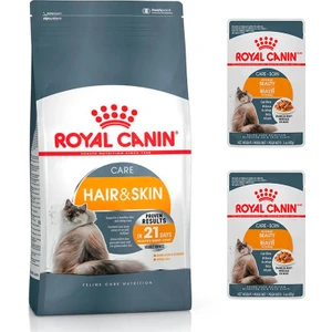 Royal Canin Hair&skin Care Tüy Güzelliği Kedi Maması 4 kg + Royal Canin Hair Skin Intense Beauty Yaş Mama 2 Adet