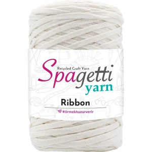 Spagettiyarn Şeker Beyaz Ribbon İp
