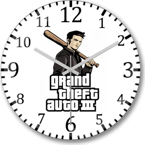 Baskı Dükkanı Gta III Duvar Saati Bombeli Gercek Cam