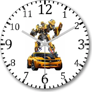 Baskı Dükkanı Bumblebee Transformes Duvar Saati Bombeli Gercek Cam