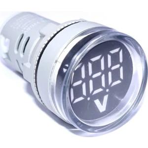 LED Göstergeli Voltmetre Beyaz 22 mm 500 V