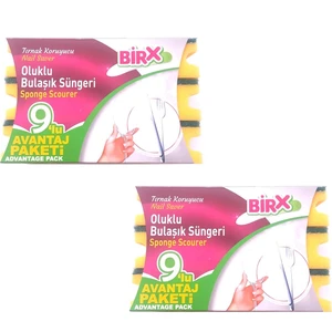 Oluklu Bulaşık Süngeri 9'lu x 2 Paket
