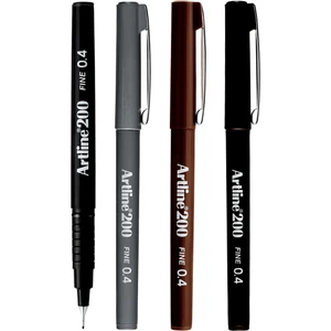 200 Fine Yazı ve Çizim Kalemi Soğuk Renkler 0.4 mm  4'lü