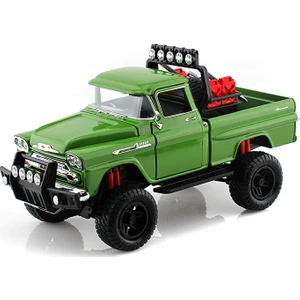 Chevrolet 1958 Apache Fleetside Pickup Truck Off Road Green 1/24 Model Araba