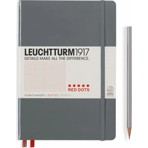 Orta Boy A5 Red Dots Özel Seri Not Defteri Noktalı Sert Kapak Antrasit Gri