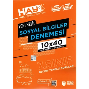 Teas Press Sınav Yayınları 7. Sınıf Yeni Nesil Sosyal Bilgiler Denemesi 40 Adet