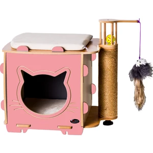 Patihomes Ada Tırmalamalı Kedi Evi Pembe