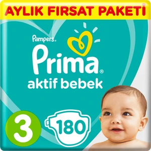 Bebek Bezi Aktif Bebek 3 Beden 180 Adet Midi Aylık Fırsat Paketi