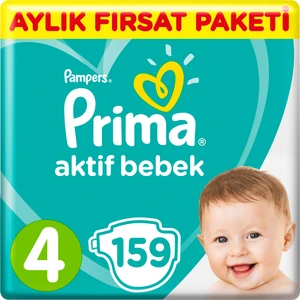 Bebek Bezi Aktif Bebek 4 Beden 159 Adet Maxi Aylık Fırsat Paketi