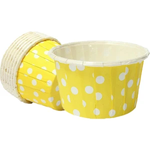 Sarı Zemin Beyaz Puantiyeli Muffin Kabı 50 x 39 25'li