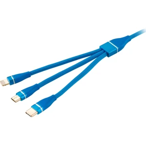 MF Product Jettpower 0060 Metal Başlıklı Örgülü 3 in 1 Hızlı Şarj Kablosu 1.2 m Mavi