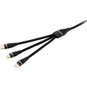 MF Product Jettpower 0060 Metal Başlıklı Örgülü 3 in 1 Hızlı Şarj Kablosu 1.2 m Siyah