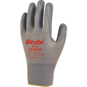 Pl-17 Legend Lateks Kaplı Polyester Örme Nitril İş Eldiveni Gri No: 10