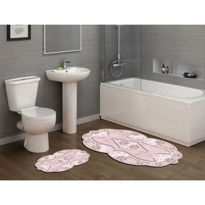 Alanur Home Yasemin Özel Kesim Yıkanabilir Kaymaz Taban 2'li Paspas Seti Klozet Takımı