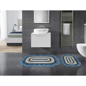 Alanur Home Lilyum Özel Kesim Yıkanabilir Kaymaz Taban 2'li Paspas Seti Klozet Takımı