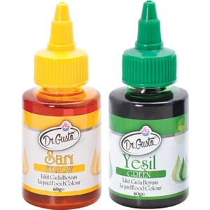 Dr. Gusto  Su Bazlı Likit Gıda Boyası 2 Adet Sarı-Yeşil 60gr