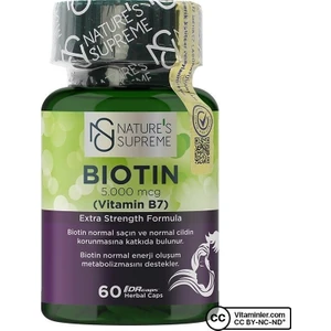 Nature's Supreme Biotin 5000 Mcg 60 Kapsül