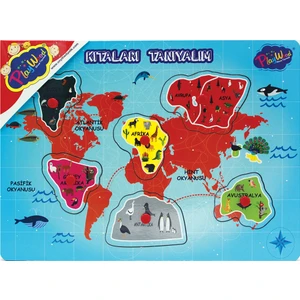 Ahşap Tutmalı Puzzle Kıtaları Tanıyalım