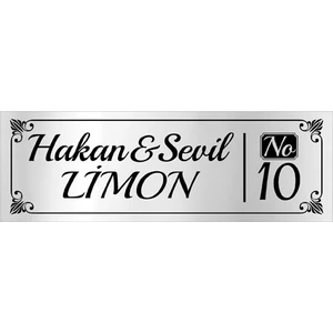 Metal Gümüş Kapı Isimliği 115G