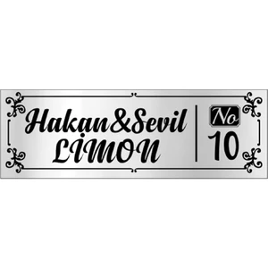 Metal Gümüş Kapı Isimliği 121G