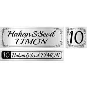 Metal Gümüş Kapı Isimliği 130G