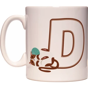 Rock'n Fox D Harfi Yaramaz Kedi Baş Harf Tasarımlı Kahve Kupa Bardak