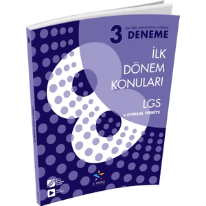 5 Yıldız Yayınları 8. Sınıf LGS Tüm Dersler 3 Deneme İlk Dönem Konuları