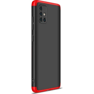Samsung Galaxy A71 Kılıf Double Dip 360 Protective Siyah Kırmızı