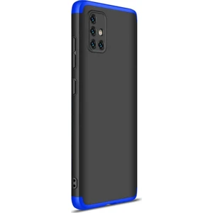 Samsung Galaxy A71 Kılıf Double Dip 360 Protective Siyah Mavi