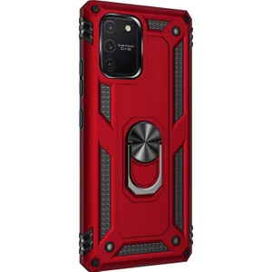Samsung Galaxy S10 Lite Kılıf Military Ring Holder Kırmızı