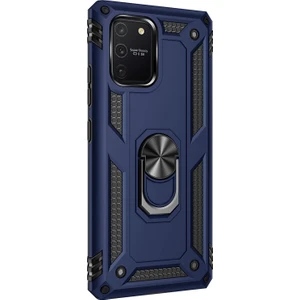 Samsung Galaxy S10 Lite Kılıf Military Ring Holder Lacivert