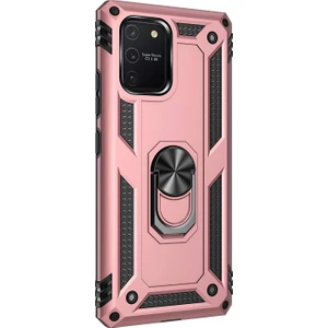 Samsung Galaxy S10 Lite Kılıf Military Ring Holder Rose Gold