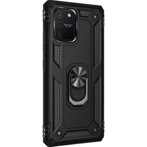 Samsung Galaxy S10 Lite Kılıf Military Ring Holder Siyah