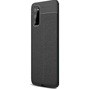 Samsung Galaxy S20 Kılıf Deri Dokulu Silikon Siyah