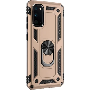 Samsung Galaxy S20 Kılıf Military Ring Holder Gold