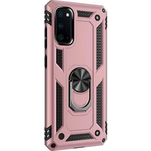 Samsung Galaxy S20 Kılıf Military Ring Holder Rose Gold