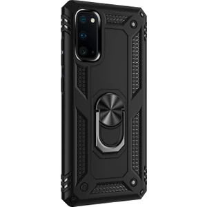 Samsung Galaxy S20 Kılıf Military Ring Holder Siyah