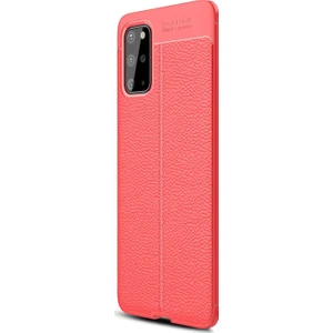 Samsung Galaxy S20 Plus Kılıf Deri Dokulu Silikon Kırmızı