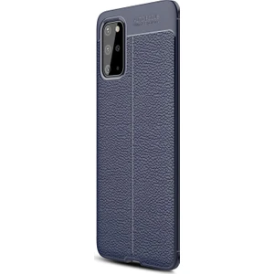 Samsung Galaxy S20 Plus Kılıf Deri Dokulu Silikon Lacivert