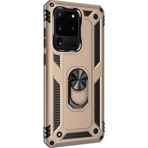 Samsung Galaxy S20 Ultra Kılıf Military Ring Holder Gold