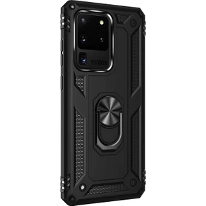Samsung Galaxy S20 Ultra Kılıf Military Ring Holder Siyah