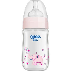 Wee Baby Klasik Plus 180 ML Geniş Ağızlı Isıya Dayanıklı Cam Biberon  - Pembe