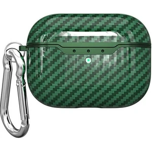 Carbon Case Apple AirPods Pro Carbon Fiber Silikon Kılıf AL-31966 Yeşil