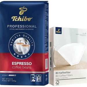 Profesional Espresso Çekirdek Kahve 1 kg + Tchibo Filtre Kahve Kağıdı 1/4 80'li